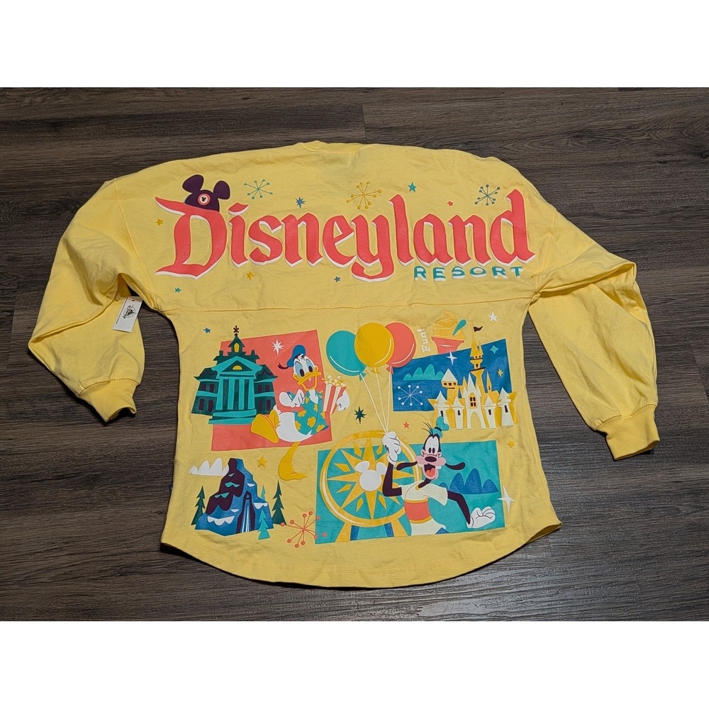 Disney Spirit Jersey Disneyland Resort Yellow Long Sleeve Shirt XS New Smudge